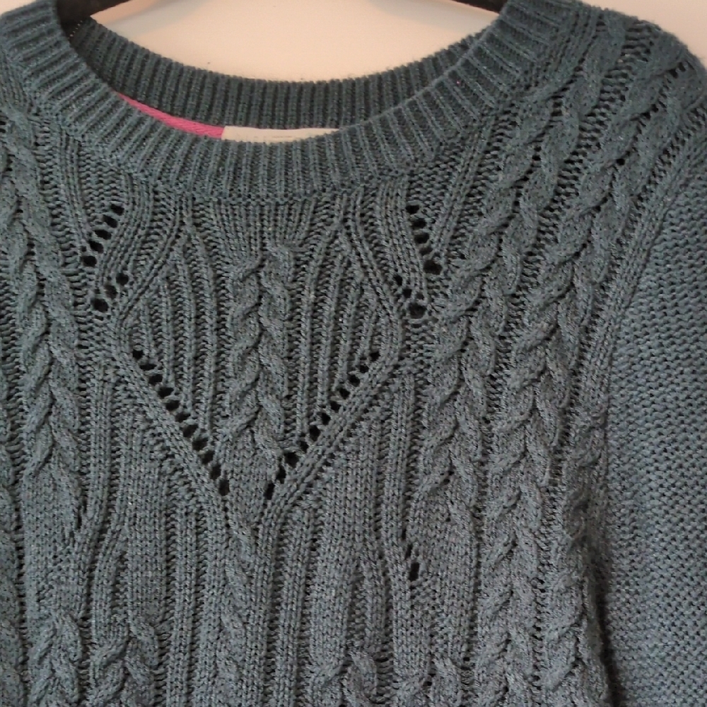 Cable Knit Sweater - Deep Green